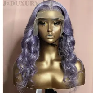 Lavender purple colored body wave 360 full lace wigs 100% virgin human hair wig for black women glueless full hd lace wigs