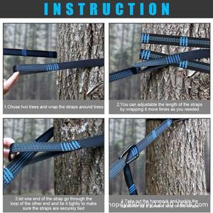 Hamac de camping extérieur Woqi en nylon léger et compact bleu jaune, capacité 226 kg, portable, usage simple ou double - Product Image 5