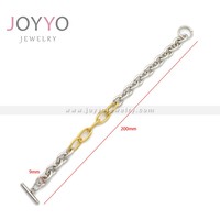 Bracelet de luxe pour femme en acier inoxydable bicolore, chaînes à maillons ovales, fermoir à bascule, bracelet fait main sur mesure