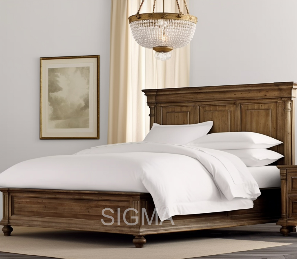 Oak Wood Bed Retro Style Bedroom Furniture Bed Wooden king size queen Bed