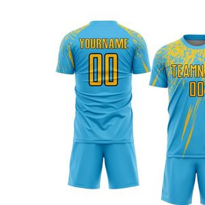 Ensemble de maillot de football Splash Design à manches courtes, uniforme de football respirant, vêtements de sport performants, kit d'entraînement - Product Image 3