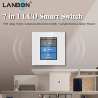 Lanbon L8 7 en 1 LCD panel táctil interruptor WiFi malla inteligente 1 banda 2 Banda 3 banda interruptor compatible con control de voz GOOGLE HOME Alexa Siri