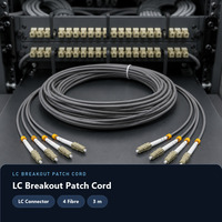 Kabel Patch Breakout Fiber Optik LC 4 Core LSZH 3 Meter untuk Jaringan Pusat Data