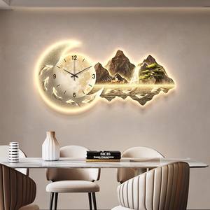 <span class=keywords><strong>Mural</strong></span> de Pared con Paisaje Lunar, Decoración para Sala de Estar, Arte de Fondo, Nuevo Estilo con Reloj, Pintura de Luz Luminosa Acrílica - Product Image 2