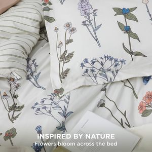 Hot Sale <strong>Bedding</strong> Set 3 Pieces <strong>Cute</strong> Floral <strong>Bedding</strong> 1 Soft Botanical Flowers Duevt and 2 Pillow Case - Product Image 1