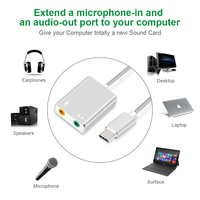 Externo USB 3,5mm HIFI Micrófono Soundbox Adaptador de auriculares TRS TRRS Tipo C Tarjeta de sonido USB para MacBook