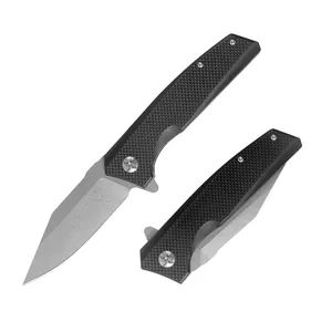 Hot Selling 8Cr14 Stainless Steel Blade Black G10 Handle High-end Line Lock Camping Outdoor Pocket Knife