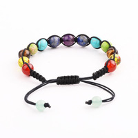 Bracelet d'énergie de guérison tissé à la main, 7 Chakra, en pierres précieuses, macramé tressé, Yoga, pierres de prière