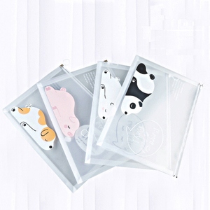 Bolsa de papel transparente multifuncional <span class=keywords><strong>a4</strong></span>, bolsa de plástico pp para archivos, materiales de oficina, papelería creativa, bolsas con cremallera de dibujos animados personalizadas - Product Image 1