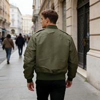 Haute qualité 100% épais Polyester hiver lettre motif Bomber veste surdimensionné vêtements de rue fermeture éclair complète grande taille pour hommes