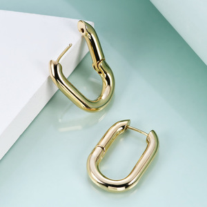 Boucles d'oreilles en forme de U, or 18 mm, design géométrique, pour femmes, bijoux tendance - Product Image 3