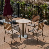 Chaise et table d'extérieur en bambou, résistantes à la décomposition et imperméables, chaises avec dossier pour patios, tables pour cafés et salons de thé en extérieur