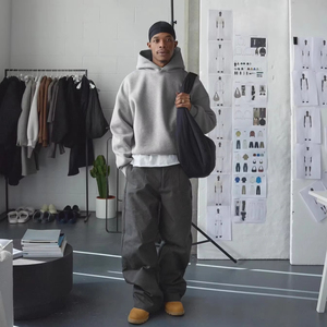 <span class=keywords><strong>Felpa</strong></span> con Cappuccio da Uomo in Cotone Spaziale, Stile Street Trend, Ampia, Pesante, Traspirante, Resistente, Elegante e Comoda - Product Image 1