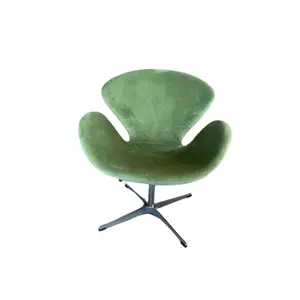 현대 럭셔리 독특한 디자인 레저 등받이 회전 악센트 의자 녹색 패브릭 벨벳 식당 의자