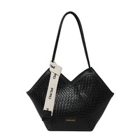 Sac Fourre-Tout Rétro Grande Capacité pour Femmes 2025, Style Tissé, Sac à Bandoulière Unique Sous les Bras, Fermeture Éclair, Polyester, Tendance