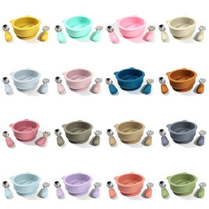 Tazón de alimentación de bebé de silicona sin BPA al por mayor tazón de oso alimentador de succión con juego de cuchara y tenedor - Product Image 5