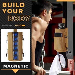 Porta Botella de Agua Magnético, Bolsa para Llevar Botella de Agua al Gimnasio con Bolsillo para Teléfono, Funda para Botella de Agua con Hebilla de Silicona para Toalla - Product Image 4