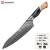 Couteau de Chef Japonais Gyuto 8 Pouces en Acier Damas VG10 Ultra Tranchant avec Manche en Bois Stabilisé et Résine