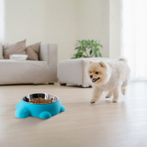 Turtle Shape Pet <span class=keywords><strong>Bowl</strong></span> Set-Base de silicone antiderrapante com inserção de aço inoxidável, bonito Animal Design - Product Image 1