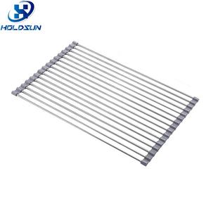 Escurridor de Platos Plegable Rectangular Resistente al Calor, Duradero, de Acero Inoxidable, Impermeable, para Colocar Sobre el Fregadero - Product Image 1