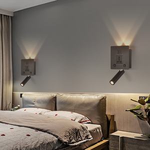 Lámpara de lectura de cabecera de cuello de cisne flexible con luz de pared USB para hotel de 3W con control remoto - Product Image 5