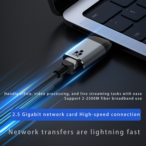 Adaptateur USB-C mâle vers RJ45 Ethernet 2,5 Gigabit en alliage d'aluminium 2500 Mbps pour ordinateur portable, téléphone portable, routeur réseau, décodeur et échangeur - Product Image 2