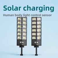 Lampe de cour extérieure LED à double rangée, lampadaire haute intensité, alimenté à l'énergie solaire, télécommande, détection humaine, éclairage ultra-lumineux