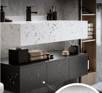Meuble-lavabo mural de qualité supérieure, directement de l'usine, avec lavabo et poignée, meuble-lavabo moderne pour salle de bain avec robinet et miroir