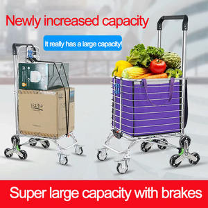 Carro de compras plegable con ruedas, carrito de comestibles giratorio de 360 grados, carrito trepador para comestibles, equipaje, lavandería - Product Image 2