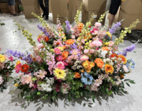 Composition florale artificielle haut de gamme PPS en soie, chemin de fleurs au sol de 70 cm pour décoration de mariage
