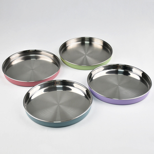 Platos de cena y aperitivos antideslizantes de acero inoxidable de 9 pulgadas con funda de silicona Aptos para lavavajillas Comedor para niños Diseño no dividido - Product Image 5