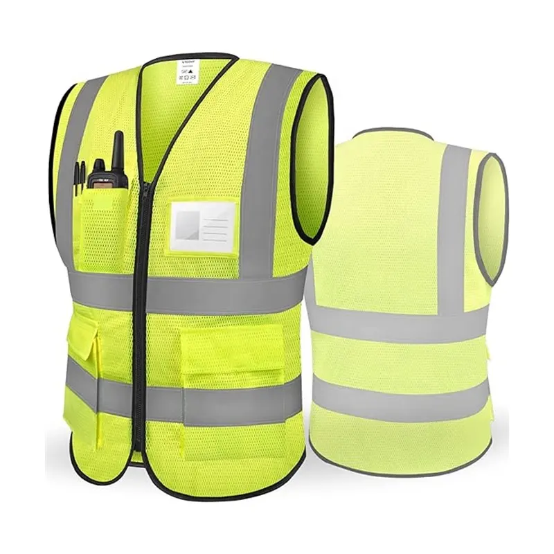 ผู้ชายที่กําหนดเองผู้หญิงตาข่าย hi vis เสื้อกั๊กสะท้อนแสงเสื้อ workwear เสื้อก่อสร้างเสื้อผ้าเสื้อกั๊กความปลอดภัยที่มีโลโก้