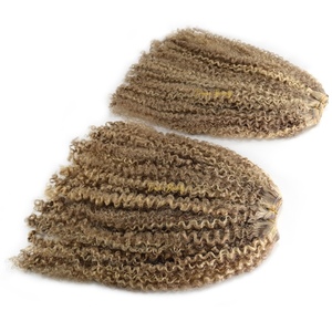 VMAE Ciocche di Capelli Umani Vergini Biondo Chiaro con Riflessi, <span class=keywords><strong>Ricci</strong></span> Stretti Naturali <span class=keywords><strong>Afro</strong></span> Kinky, Estensioni di Capelli Esotici <span class=keywords><strong>Ricci</strong></span> 100g - Product Image 3