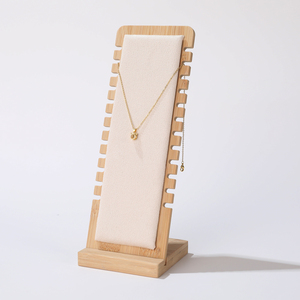 Tall Wooden Necklace <b>Display</b> Stand with Multi Slot Design pu or velvet surface for Pendant Showcase and Jewelry Retail <b>Display</b> - Product Image 3