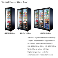Réfrigérateur congélateur vertical à affichage avec porte en verre anti-buée pour aliments congelés poulet viande glace supermarché congélateur vertical
