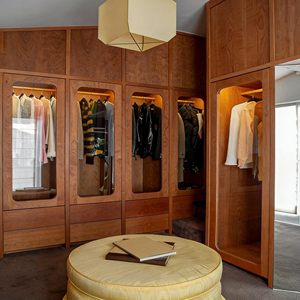 Armario de Madera Maciza de Lujo Ligero, Nogal + Puerta de Vidrio, Luz Integrada, Armario Minimalista Italiano, Muebles de Dormitorio - Product Image 5