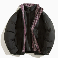 Veste d'hiver chaude à col montant, fermeture éclair, garniture intérieure à carreaux, coupe décontractée, multi-poches, vêtement d'extérieur décontracté pour tous les jours