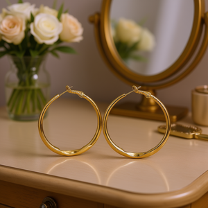 Pendientes de Aro Dorados E4502, Aleación de Zinc, Estilo Clásico, Joyería de Moda Unisex - Product Image 2