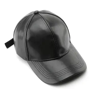 Topi kustom Outdoor bordir Logo 100% Pu kulit bahan topi untuk pria topi bisbol