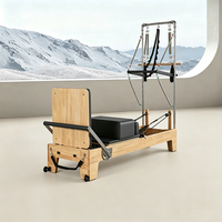 Equipo de Pilates de Madera, Plataforma Semi-Altura 2 en 1, Resistente, para Estudios de Yoga y Fitness