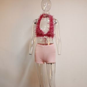 ชุดเซ็ต 2 ชิ้น เสื้อครอปเซ็กซี่ กางเกงขาสั้นรัดรูป แฟชั่นฤดูร้อนสำหรับผู้หญิง - Product Image 5