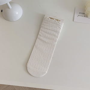 Chaussettes mi-mollet pour femme, fines, en dentelle <span class=keywords><strong>et</strong></span> résille, transparentes, à bord volanté, jacquard cœur, style décontracté, assorties au quotidien - Product Image 5