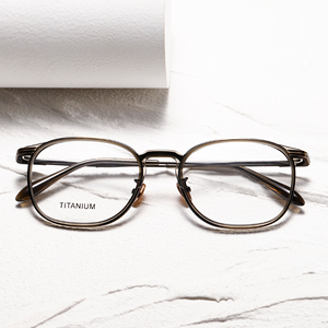 Titanium Full Rim Oval <b>Eyeglasses</b> Unisex Anti-Uv Vision Correction <b>Frames</b> for Adults Solid Color Classic Style - Product Image 1