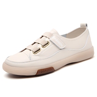 Chaussures plates pour femmes, en cuir véritable, à semelle souple, décontractées, respirantes, fines, pour étudiantes, été