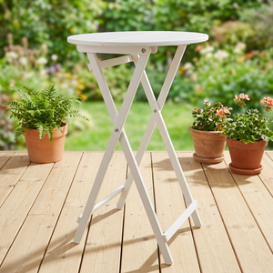 Soporte Redondo Plegable de Madera de Pino Tradicional para Plantas - Exhibidor de Jardín Portátil con Marco en X Blanco 40x30x12cm Expandido - Venta al por Mayor - Product Image 3