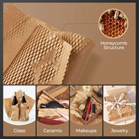 Emballage protecteur en papier nid d'abeille écologique, papier kraft rembourré, rouleau de papier d'emballage 100% pâte de bois, couleur personnalisée, taille personnalisée