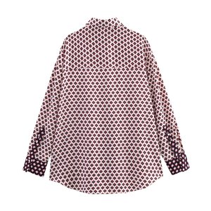 SHENZHU Wanita 2025 Musim Semi Mode Baru Blus Tekstur Sutra Satin Bermotif Vintage Lengan Panjang Blusas Wanita Atasan Chic - Product Image 2