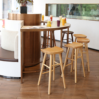 Tabouret de bar haut en bois massif de style nordique moderne pour cuisine, salle à manger, maison, extérieur, café, salon