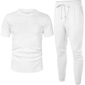 Ensemble de survêtement pour homme 2 pièces, sweat-shirt à manches courtes, pantalon de jogging, tenue décontractée d'été respirante - Product Image 5