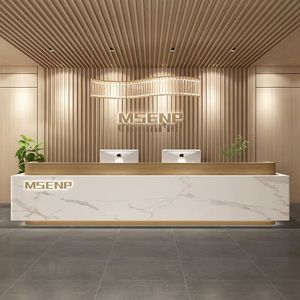 Bàn tiếp tân <span class=keywords><strong>2</strong></span> người hiện đại với đá cẩm thạch kết thúc Chất lượng cao bàn văn phòng lớn cho khách sạn bệnh viện sử dụng trường học - Product Image 4